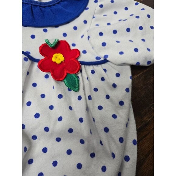 Vintage Baby Girl Polka Dot Flower One Piece Outfit 18 Months - Picture 2 of 9